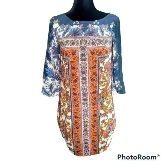 Maeve by Anthropologie Womans Barcelona Silk Paisley Shift Midi Dress 4 - Picture 1 of 16